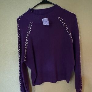 Purple beaded lightweight sweater